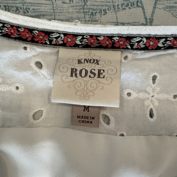 Knox Rose White Eyelet Tiered Mini Dress Women Short Sleeves Lined M Cottagecore - Picture 10 of 16